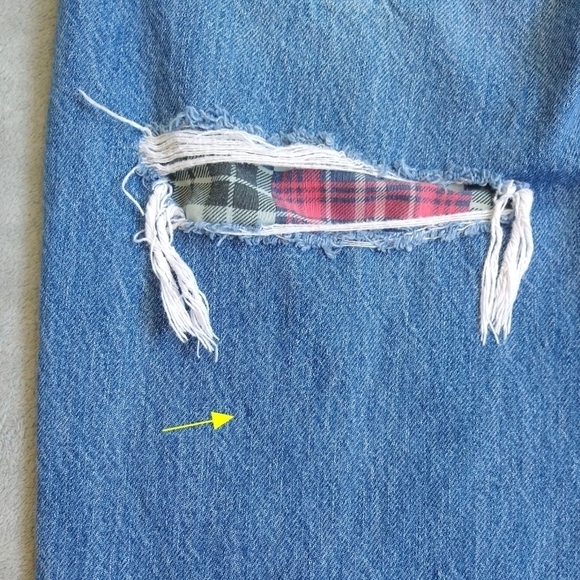 American Eagle Mom Straight Jean Distressed Plaid Panels 100% Cotton Retro-Look - Picture 14 of 14